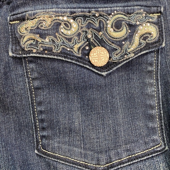 Zena Jeans bootcut embellished pockets 8p darkwash - Picture 5 of 5